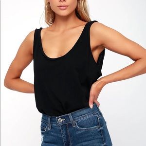 Free People Sydney Black Sleeveless Bodysuit